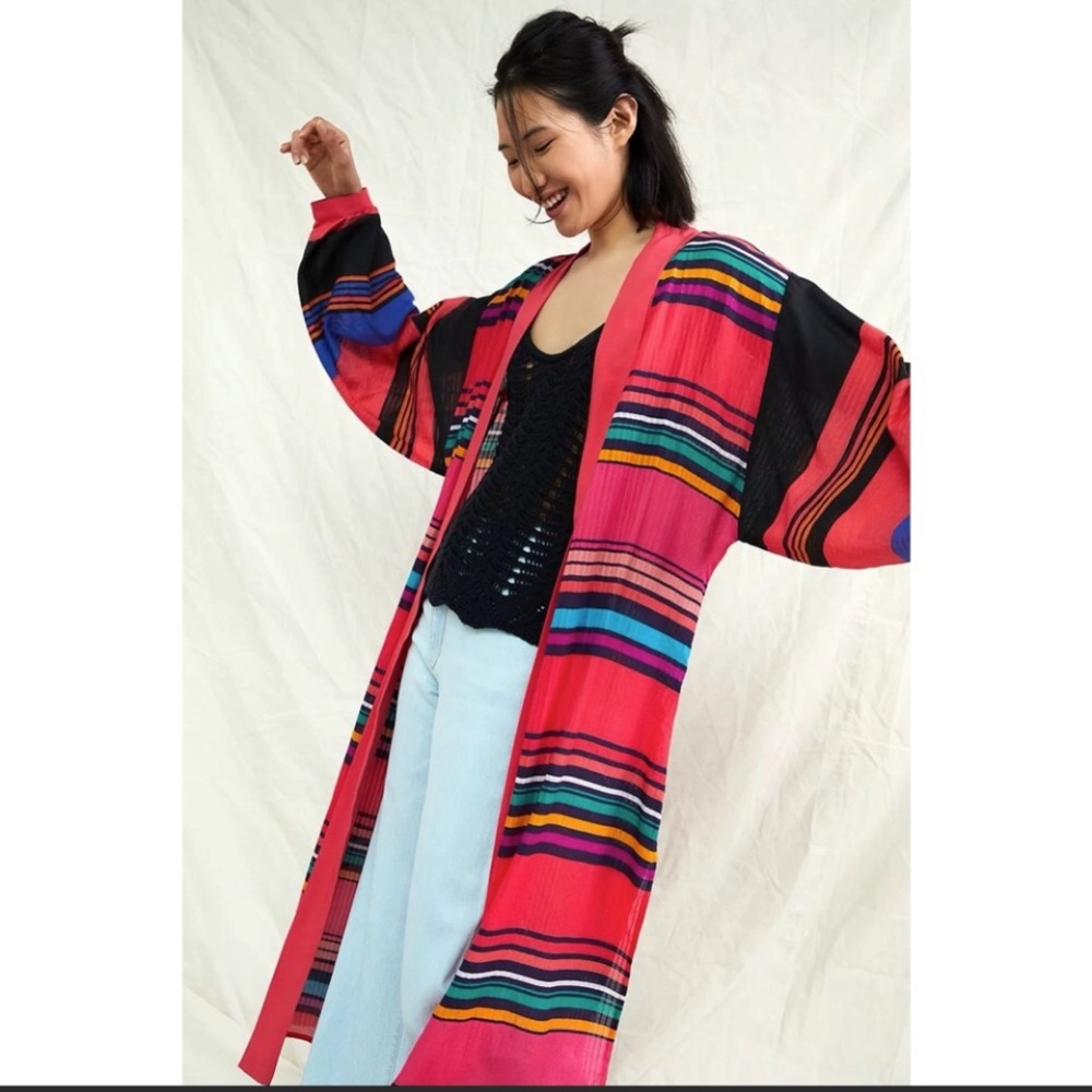 Anthropologie striped maxi kimono duster - new